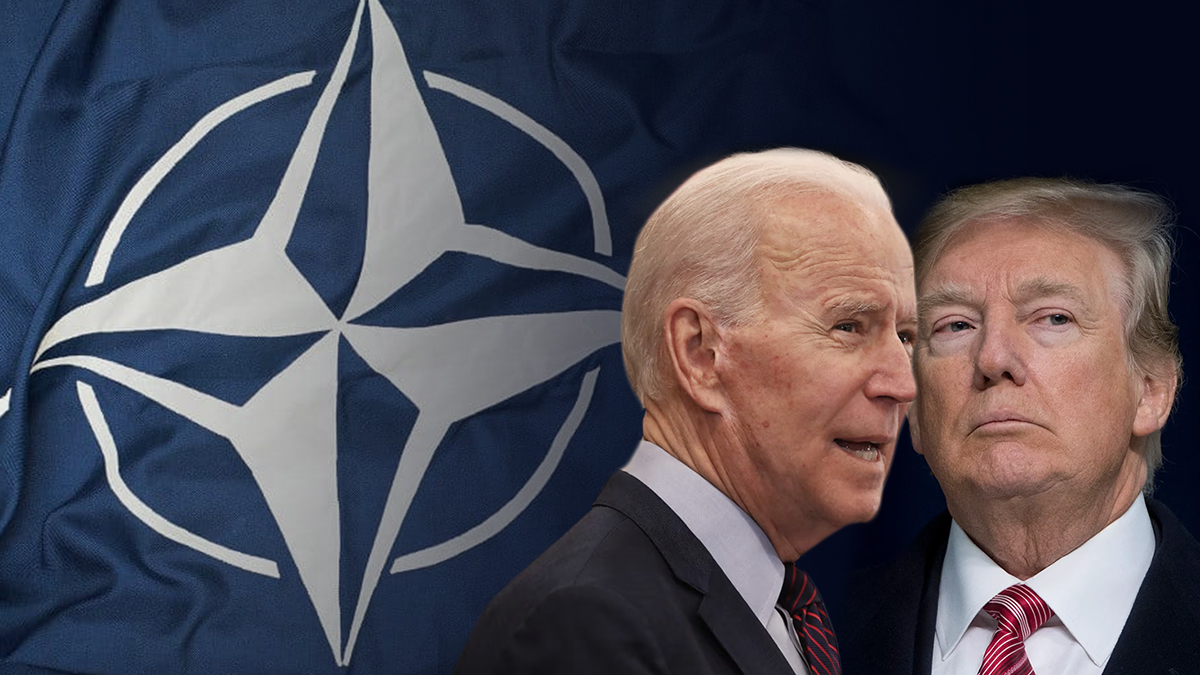 Biden Trump e la bandiera della Nato